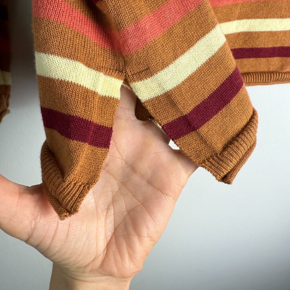 Pact Organic Cotton Wide Neck Sweater Warm Spice Striped Size SM - Picture 9 of 10